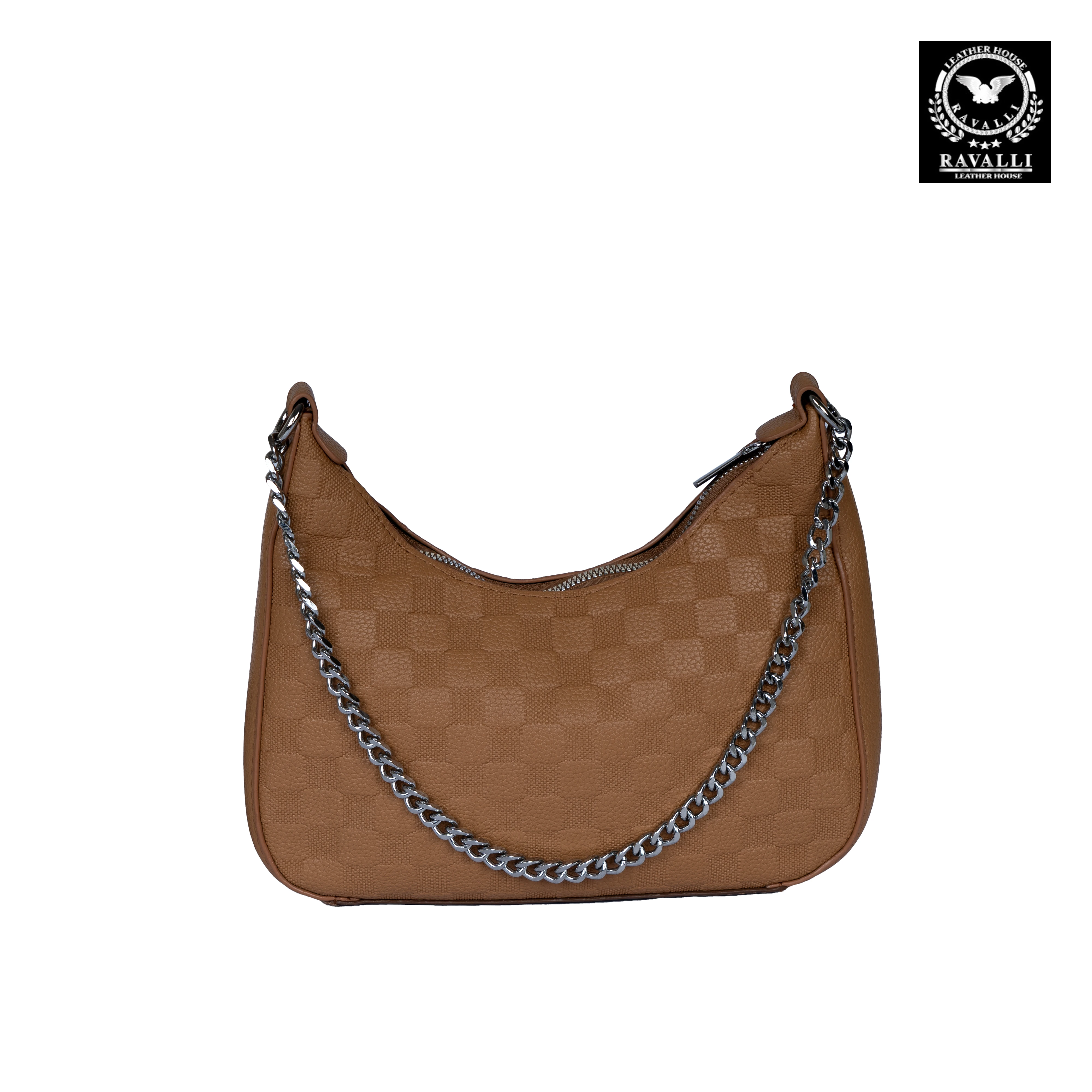 Elegant Shoulder Bag with Silver Chain & Leather Strap