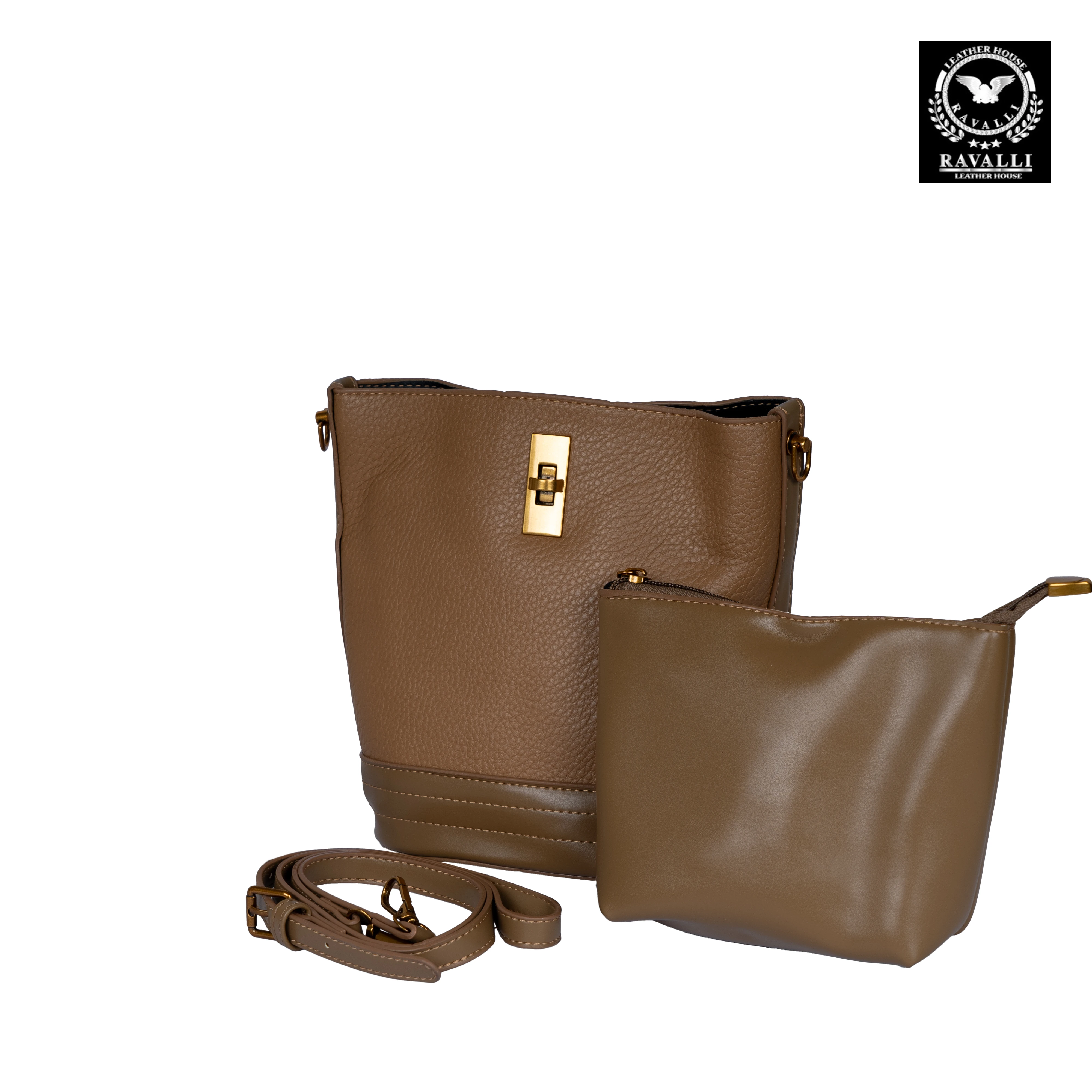 Two-Tone Leather Crossbody Bag with Gold Lock