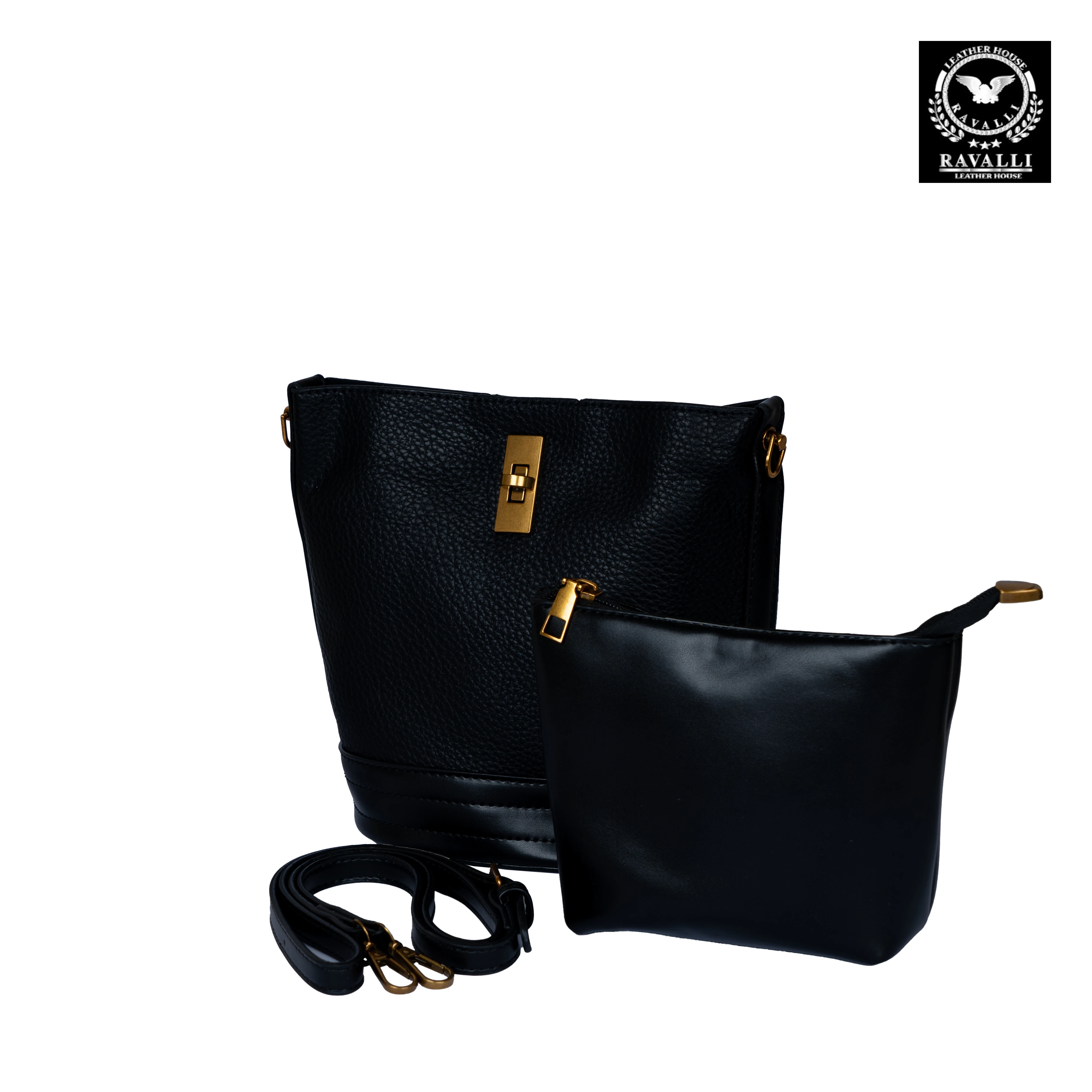 Two-Tone Leather Crossbody Bag with Gold Lock
