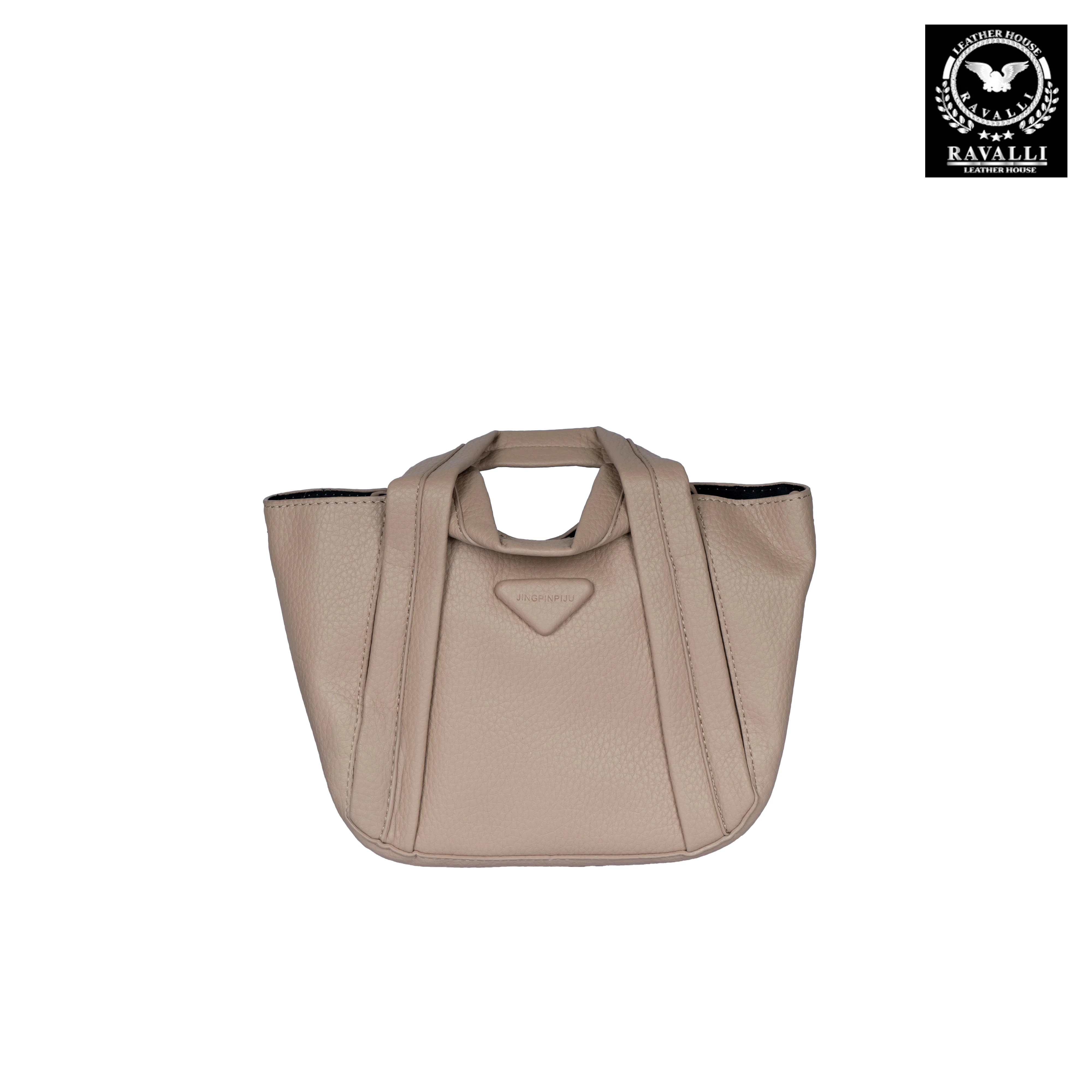 Leather Handbag with Dual Handles & Top Zipper